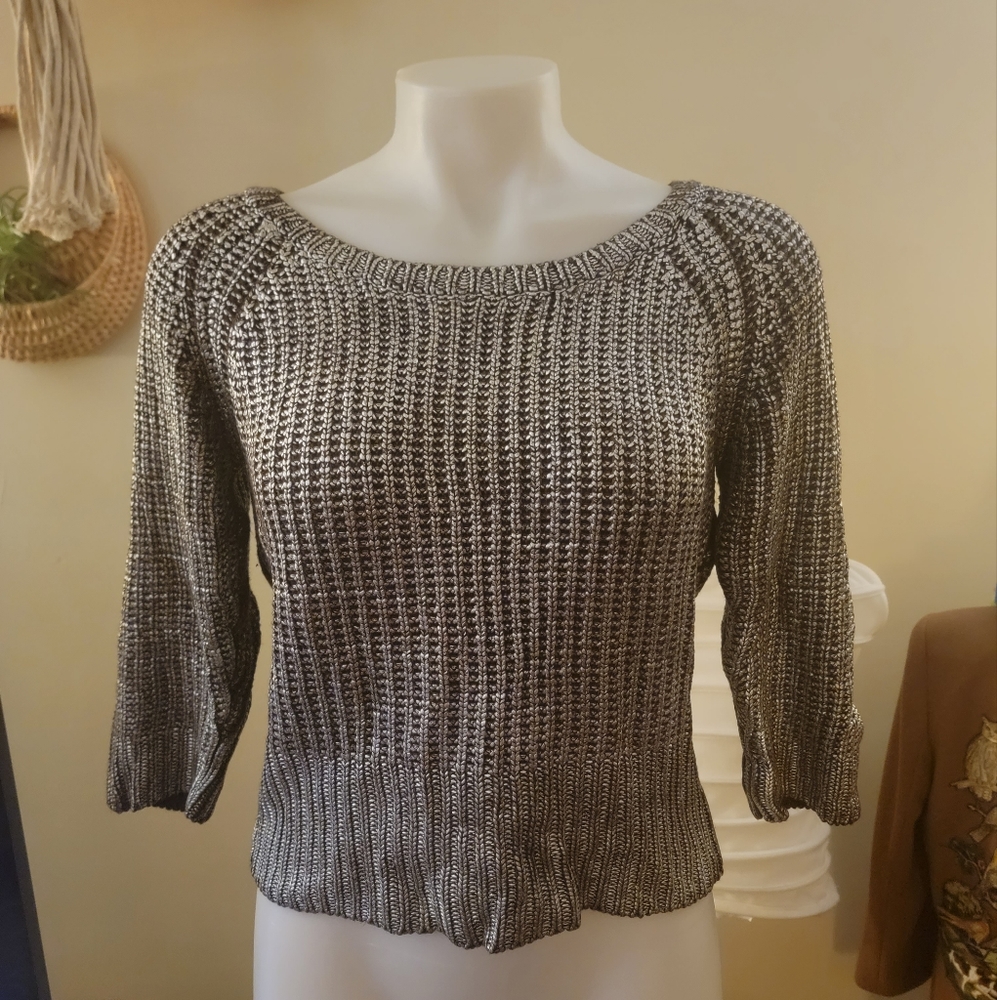 bebe Painted Metallic Sweater